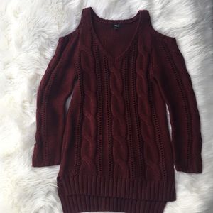 Dark red sweater dress